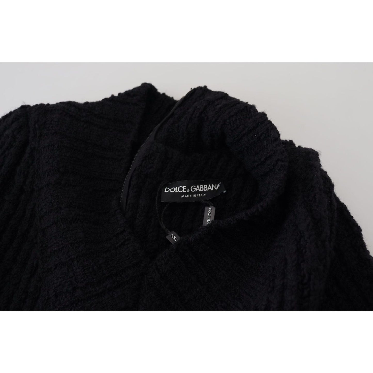 Dolce & Gabbana Black Wool Knitted Sheath Sweater Dress