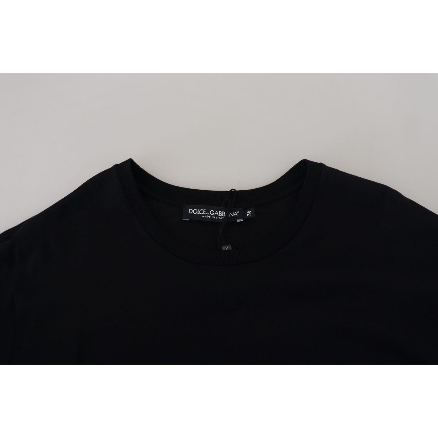 Dolce & Gabbana Black T-shirt Blouse Tassle Cotton Blouse