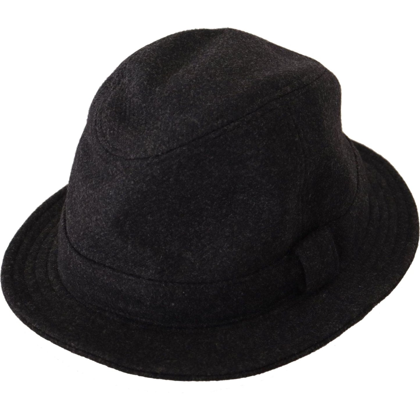 Dolce & Gabbana Gray Virgin Wool Logo Fedora Trilby Cappello Hat