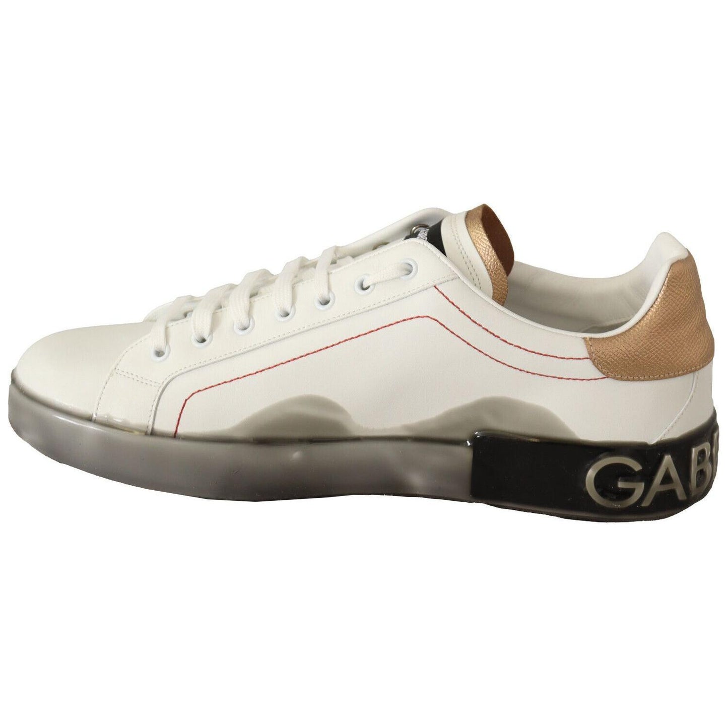 Dolce & Gabbana Elegant White & Gold Leather Sneakers Dolce & Gabbana