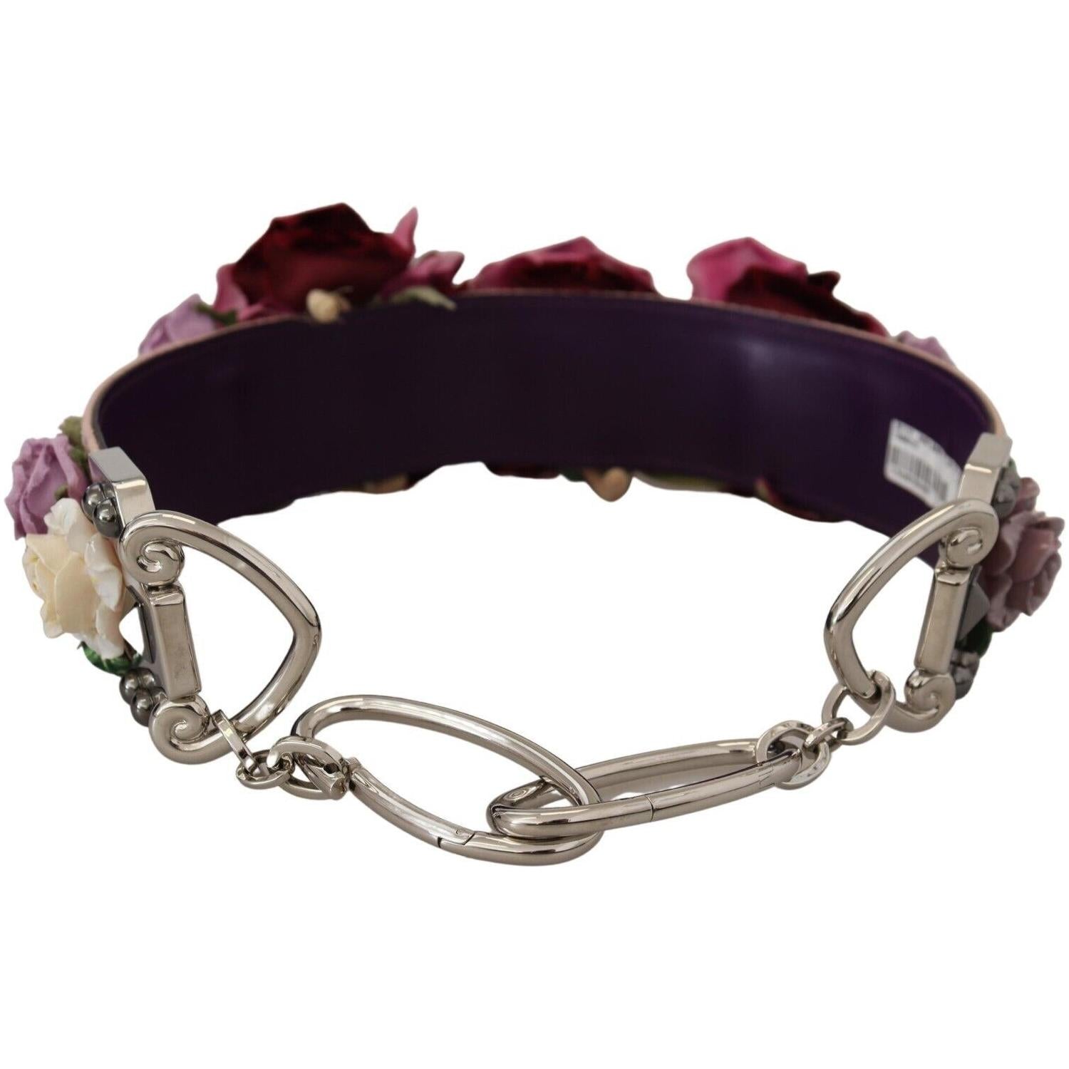 إكسسوار حزام كتف من الجلد باللون البيج المزهر من دولتشي آند غابانا