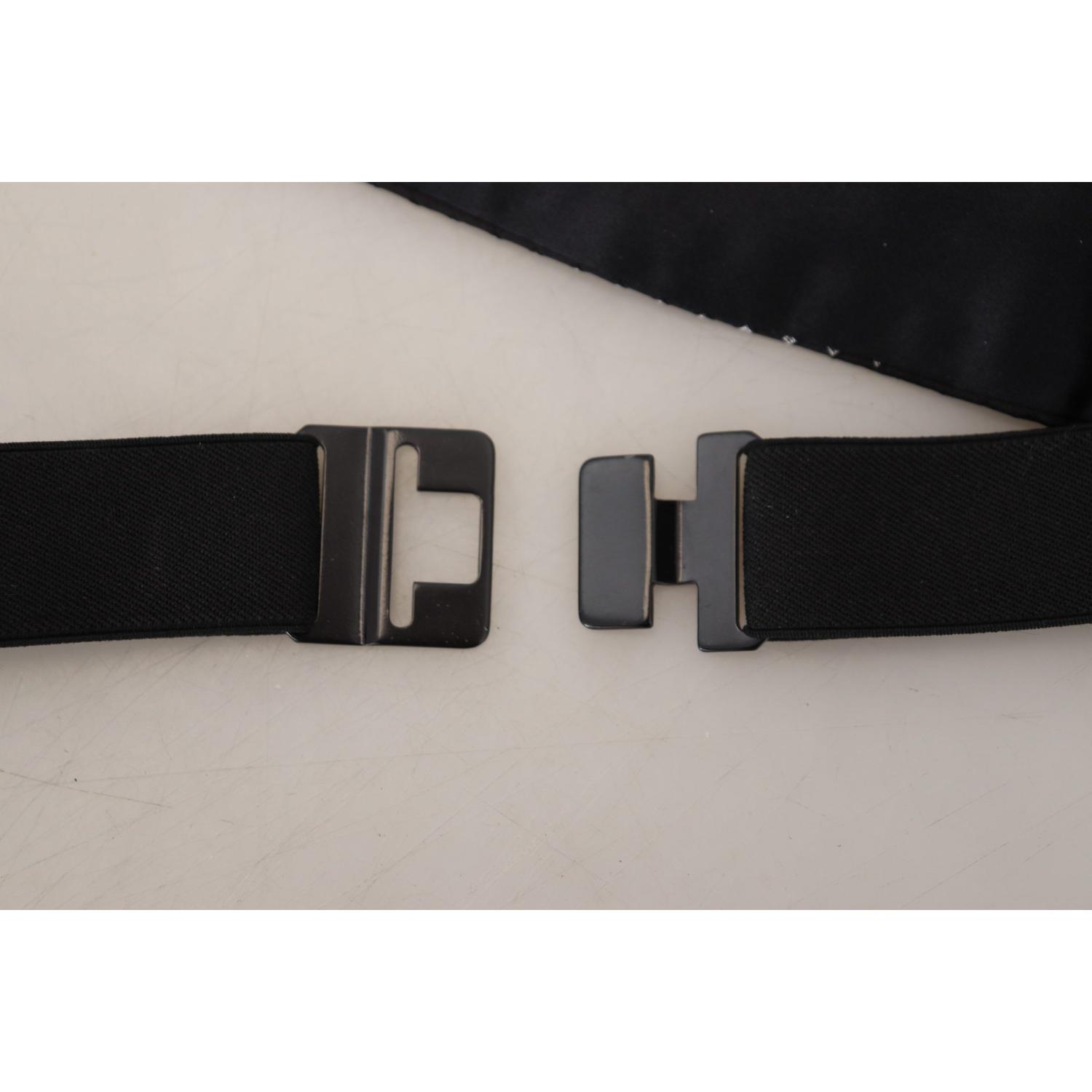 Dolce & Gabbana Black Polka Dot Wide Waist Men Belt Cummerband