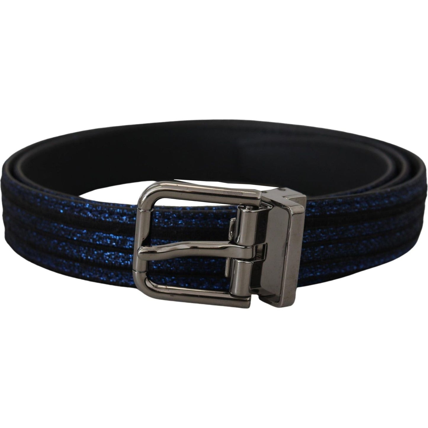 Dolce & Gabbana Elegant Blue Jacquard Leather Belt Dolce & Gabbana