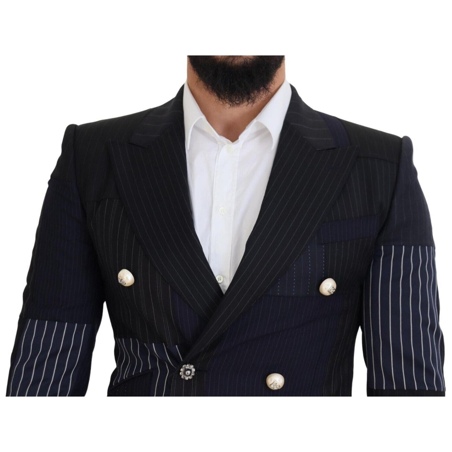 Dolce & Gabbana Elegant Navy Double Breasted Wool Blazer Dolce & Gabbana