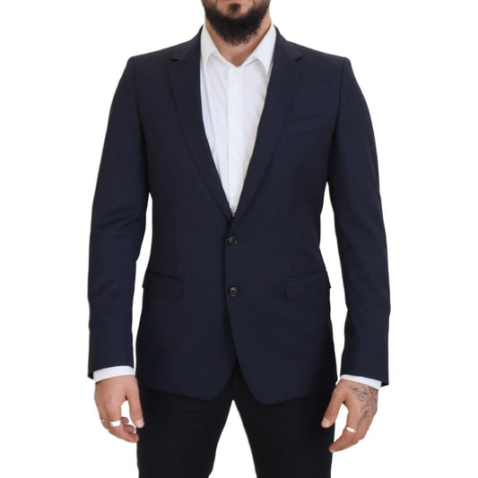 Dolce & Gabbana Dark Blue Wool Single Breasted MARTINI Blazer 1728,2% Elastane,67345645728,Blazers - Men - Clothing,Blazers - Suits & Blazers - Clothing,Blue,Clothing,Dolce & Gabbana,IT48 | M,Material: 98% Virgin Wool,Men,Men - Clothing,New with tags,Suit