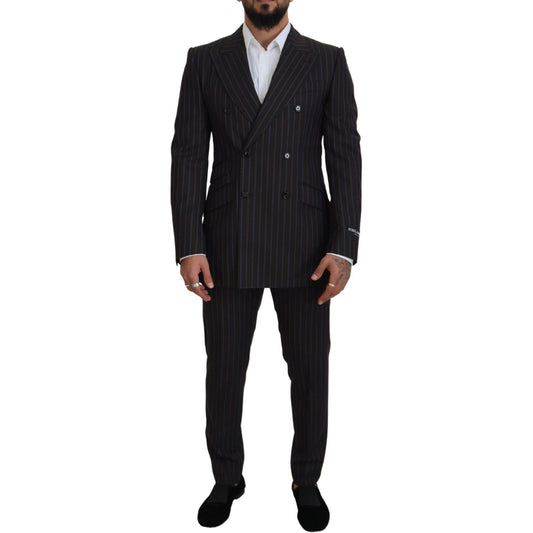 Dolce & Gabbana Black Striped Wool Formal 2 Piece Suit 1728,67345645728,Black,Clothing,Dolce & Gabbana,IT50 | L,Material: 100% Virgin Wool,Men,Men - Clothing,New with tags,Suits & Blazers - Clothing,Suits - Men - Clothing,Two-Piece Suits - Suits & Blazers