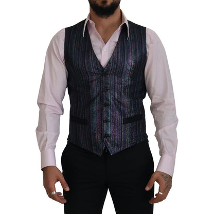 Dolce & Gabbana Multicolor Polyester Waistcoat Dress Formal Vest 15% Silk,1728,6% Metallic Fiber,67345645728,Clothing,Dolce & Gabbana,IT48 | M,Material: 79% Polyester,Men,Men - Clothing,Multicolor,New with tags,Suits & Blazers - Clothing,Vests - Men - Clo