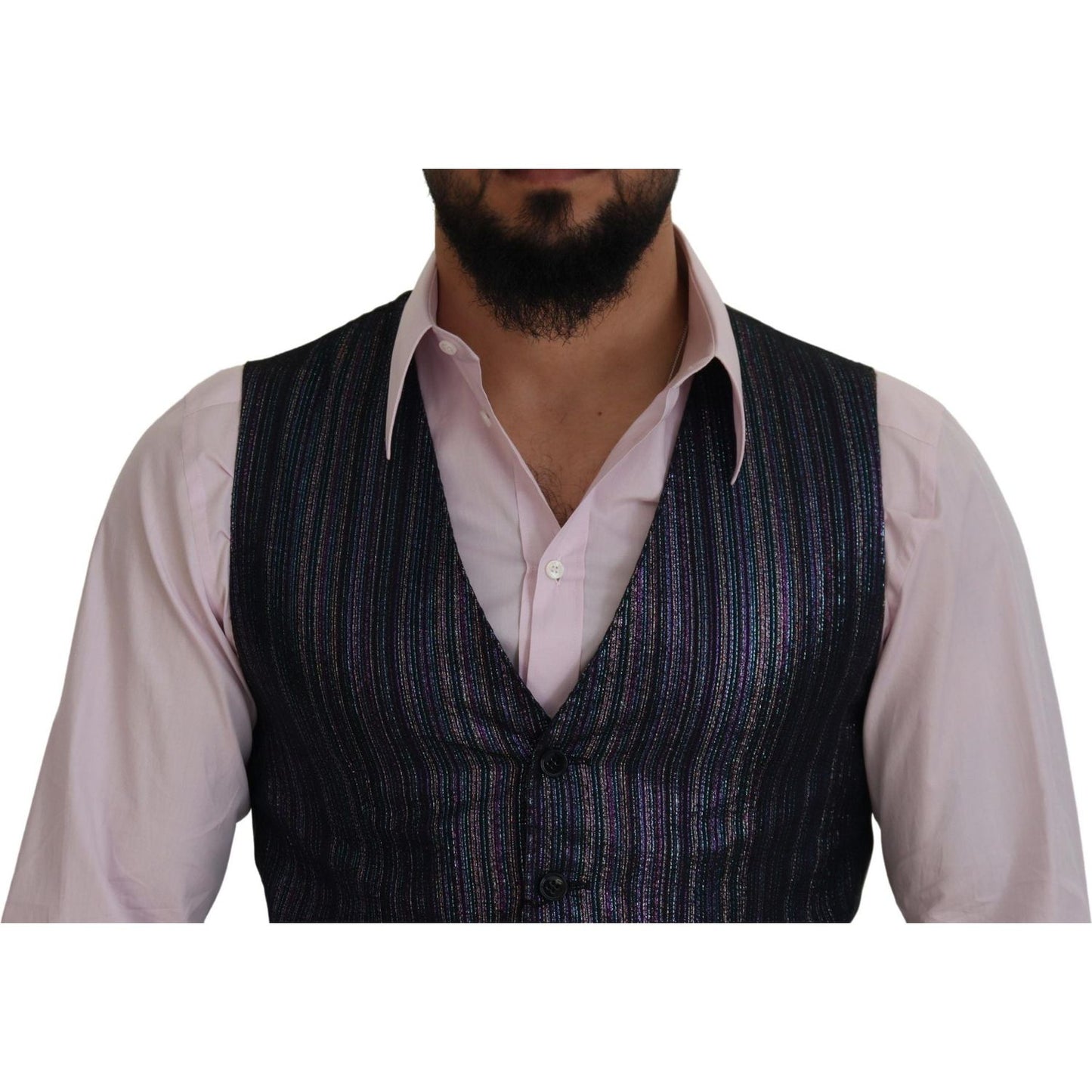 Dolce & Gabbana Multicolor Polyester Waistcoat Dress Formal Vest 15% Silk,1728,6% Metallic Fiber,67345645728,Clothing,Dolce & Gabbana,IT48 | M,Material: 79% Polyester,Men,Men - Clothing,Multicolor,New with tags,Suits & Blazers - Clothing,Vests - Men - Clo