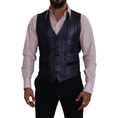 Dolce & Gabbana Multicolor Polyester Waistcoat Dress Formal Vest 15% Silk,1728,6% Metallic Fiber,67345645728,Clothing,Dolce & Gabbana,IT48 | M,Material: 79% Polyester,Men,Men - Clothing,Multicolor,New with tags,Suits & Blazers - Clothing,Vests - Men - Clo