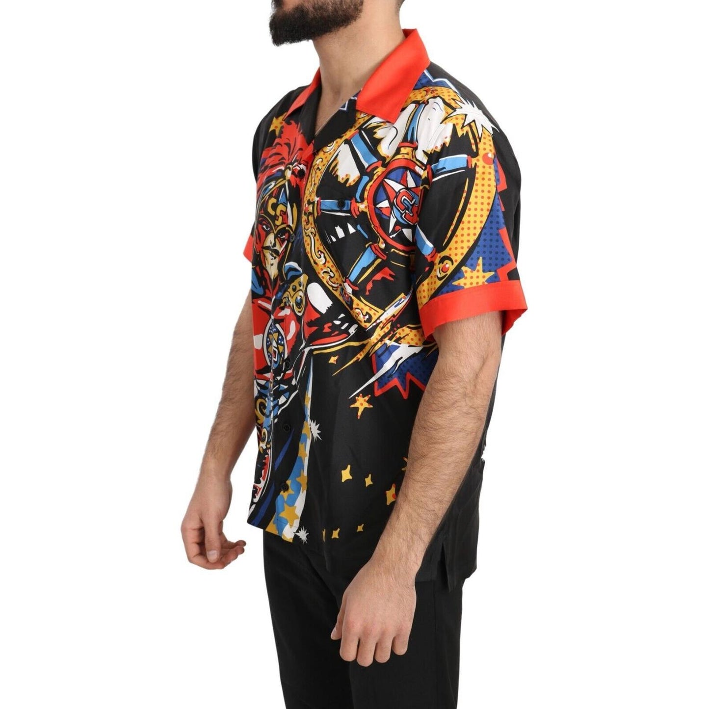 Dolce & Gabbana Multicolor Printed Short Sleeves Casual Shirt 1728,67345645728,Clothing,Dolce & Gabbana,IT38 | XS,Material: 100% Silk,Men,Men - Clothing,Multicolor,New with tags,Shirts - Clothing,Shirts - Men - Clothing,Shortsleeve - Shirts - Clothing