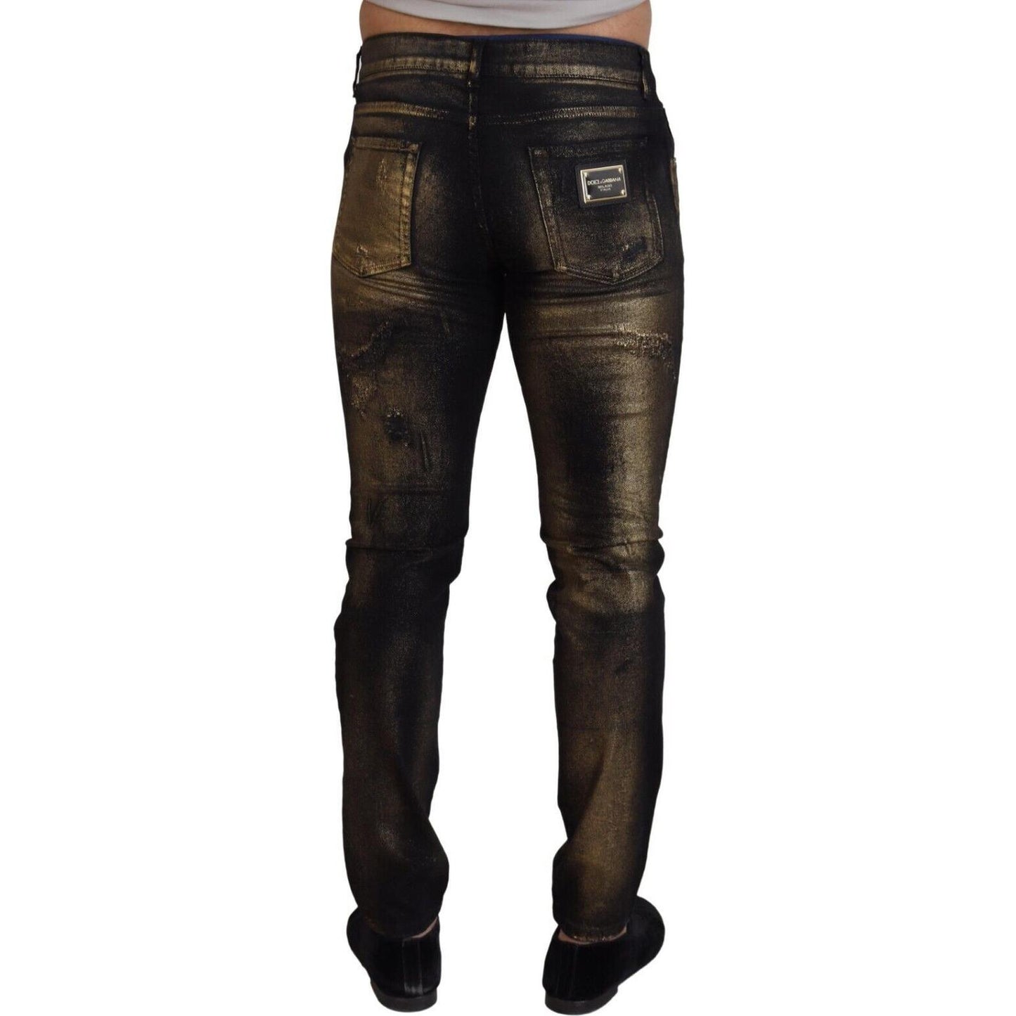 Dolce & Gabbana Elegant Black Gold Dust Jeans Dolce & Gabbana