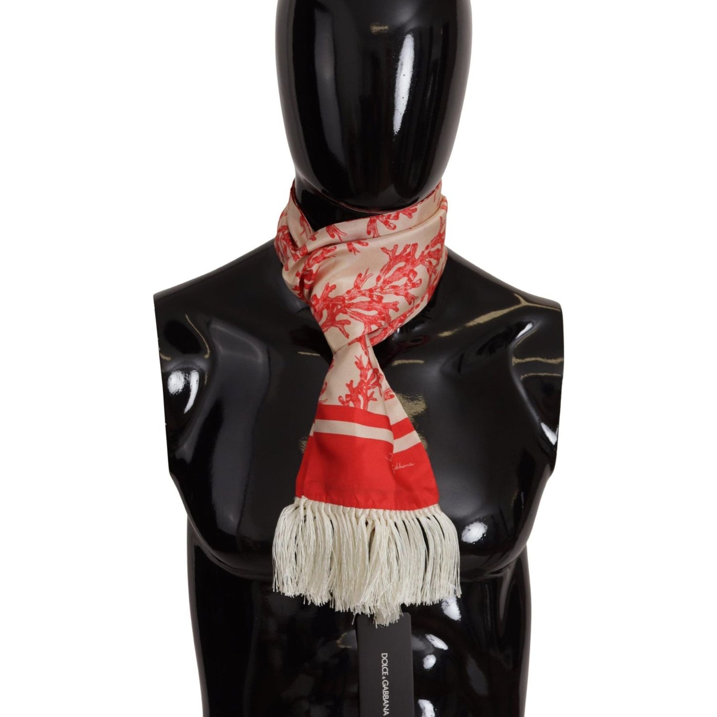 Dolce & Gabbana Elegant Silk Men's Scarf Wrap - Red Coral Print Dolce & Gabbana