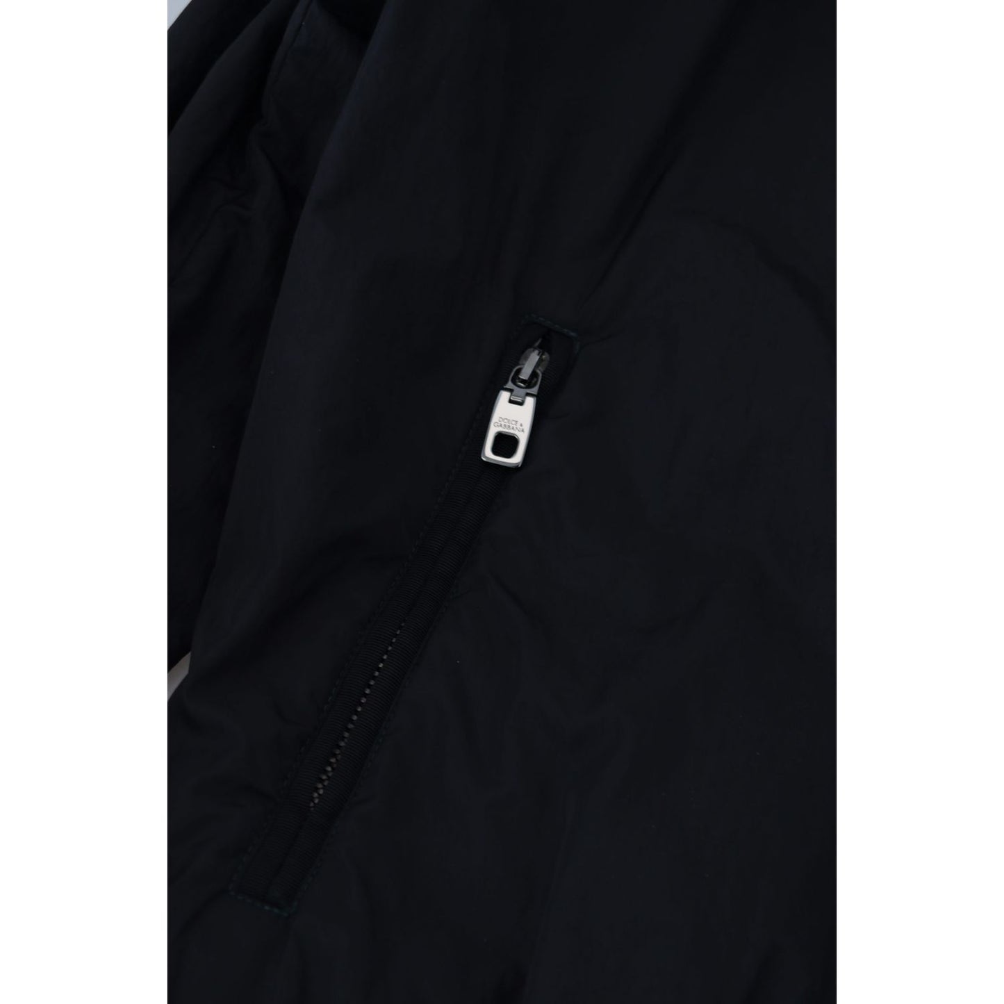 Dolce & Gabbana Black Nylon Logo Bomber Zipper Jacket