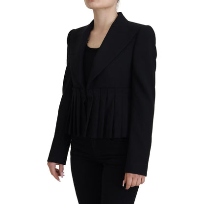 Dolce & Gabbana Black Single Breasted Fit Blazer Wool Jacket