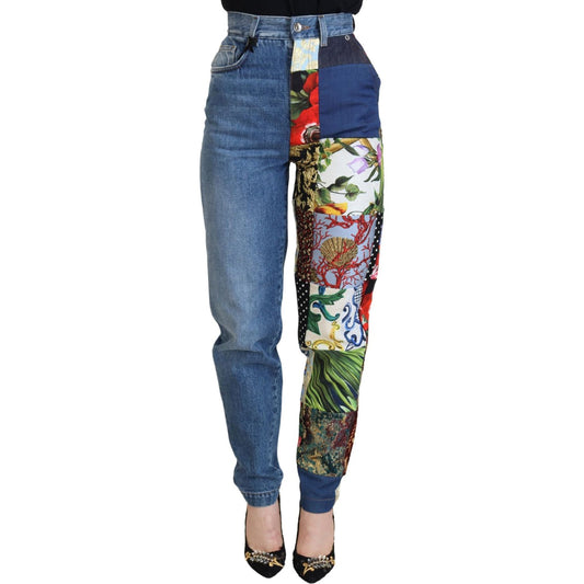 Dolce & Gabbana Patchwork Jacquard Blue Denim Luxury Jeans Dolce & Gabbana