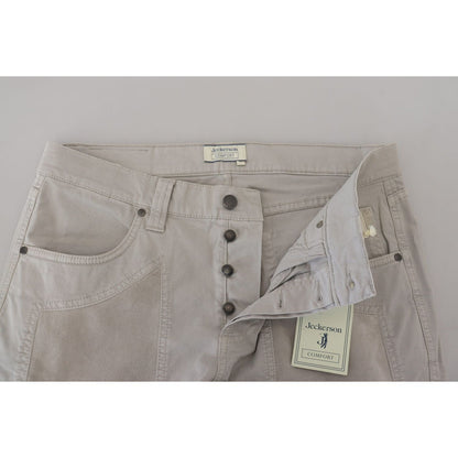 Jeckerson Gray Cotton Tapered Men Casual Pants