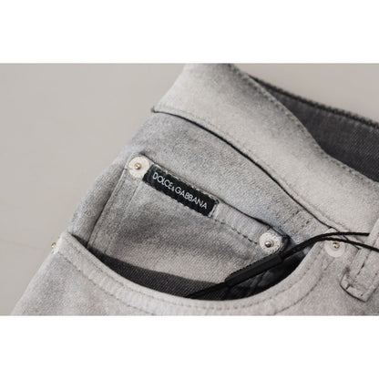 Dolce & Gabbana Gray Washed Skinny Men Denim Jeans