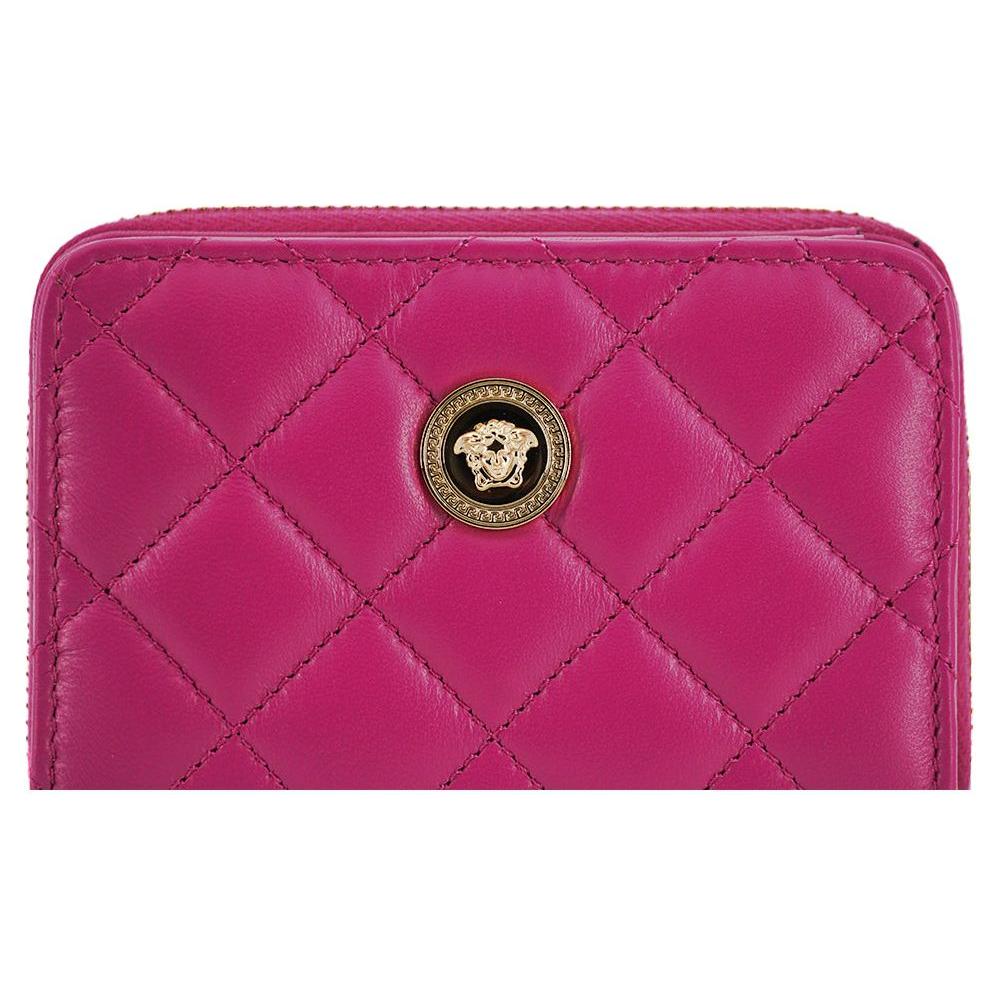 Versace Elegant Purple Quilted Leather Wallet WOMAN WALLETS Versace