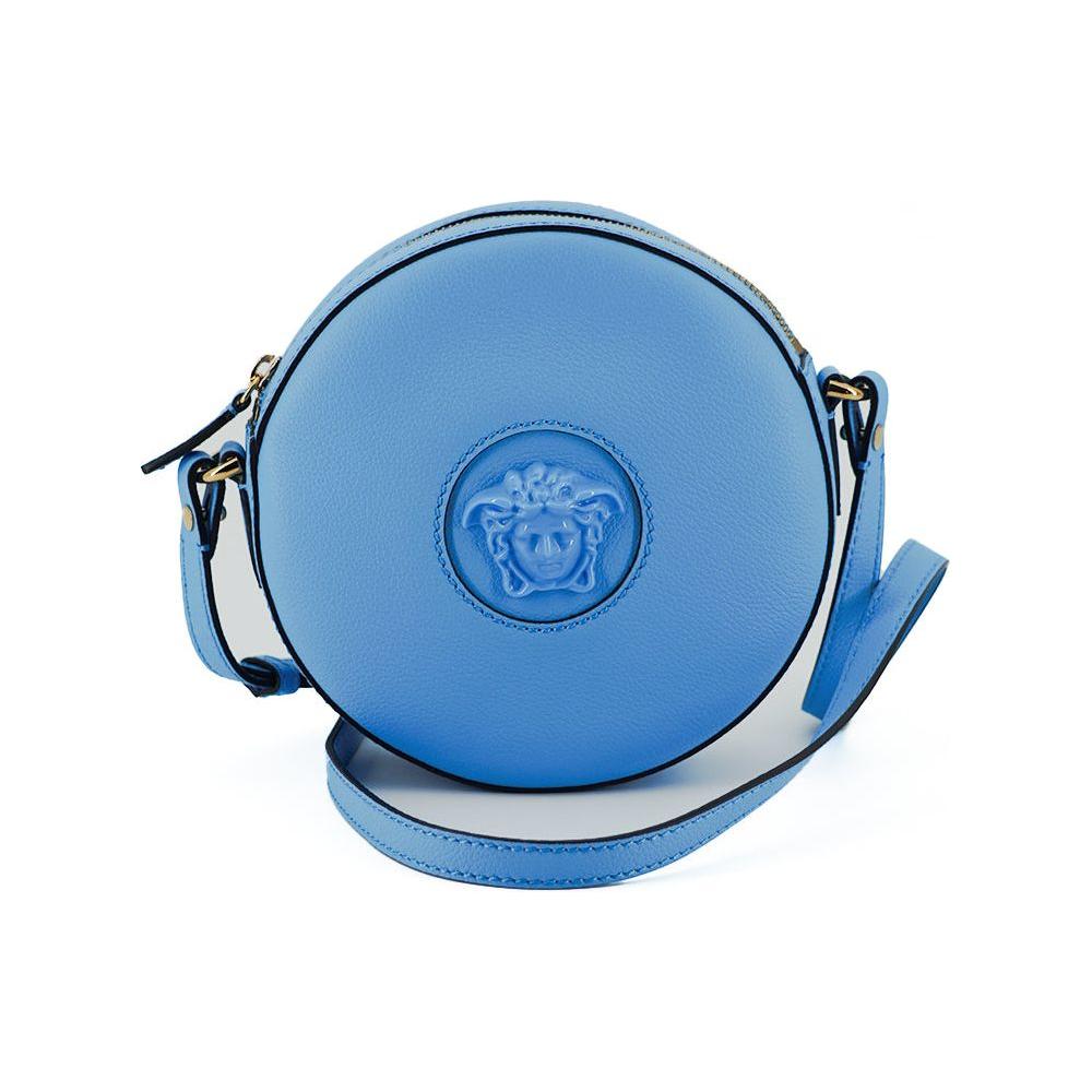 Versace Chic Blue Leather Round Shoulder Bag WOMAN SHOULDER BAGS Versace