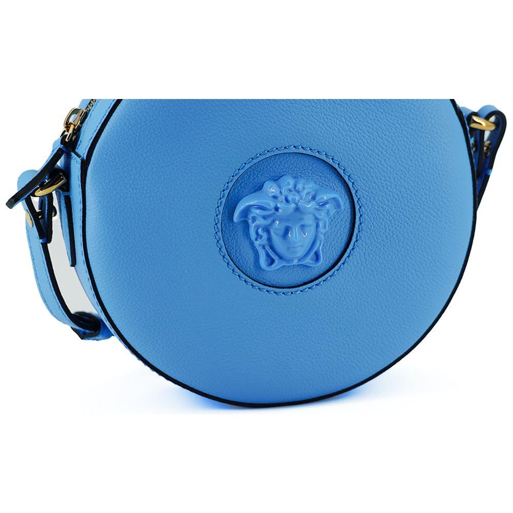 Versace Chic Blue Leather Round Shoulder Bag WOMAN SHOULDER BAGS Versace