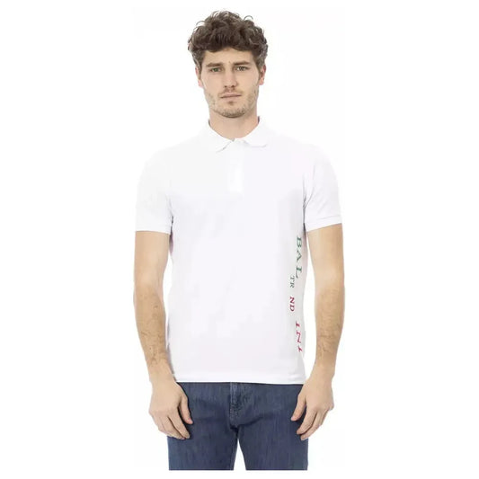 Baldinini Trend White Cotton Men Polo Baldinini Trend