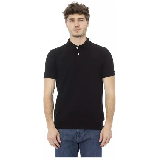 Baldinini Trend Black Cotton Men Polo Baldinini Trend