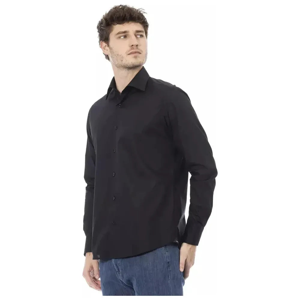 Baldinini Trend Black Cotton Men Shirt Baldinini Trend