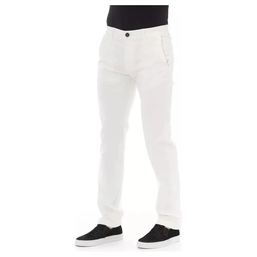 Baldinini Trend White Cotton Men Chino Trouser Baldinini Trend