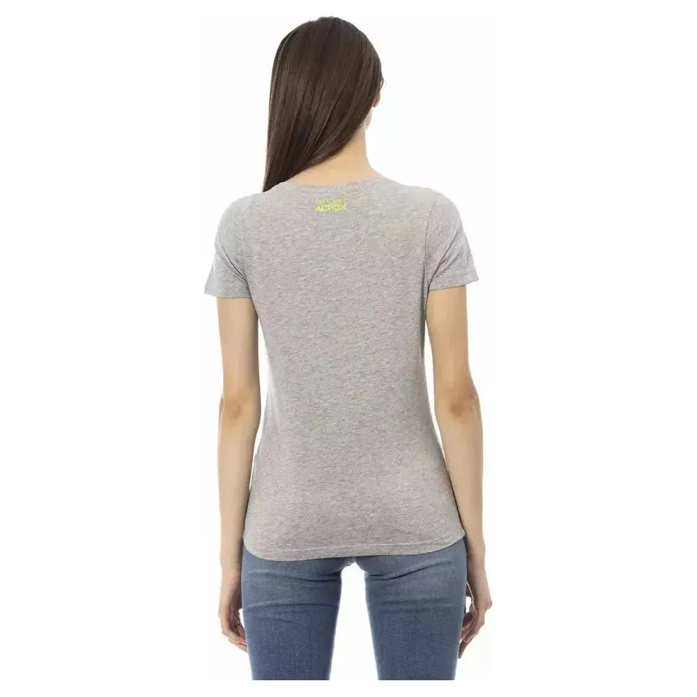 Trussardi Action Gray Cotton Women Top Trussardi Action