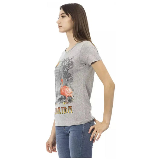 Trussardi Action Gray Cotton Women Top Trussardi Action