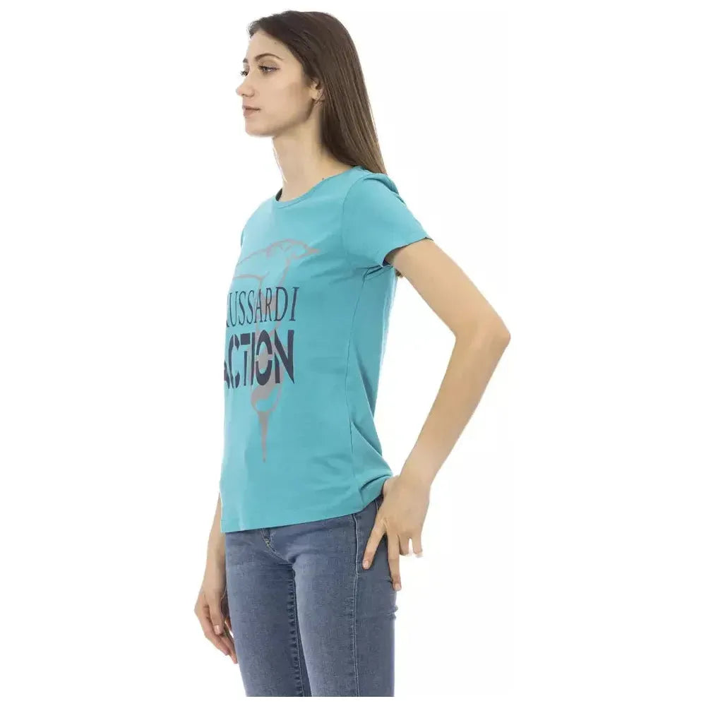 Trussardi Action Light Blue Cotton Women Top Trussardi Action