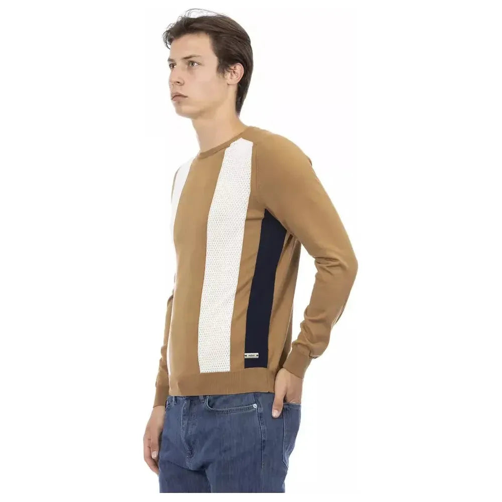 Baldinini Trend Brown Cotton Men Sweater Baldinini Trend