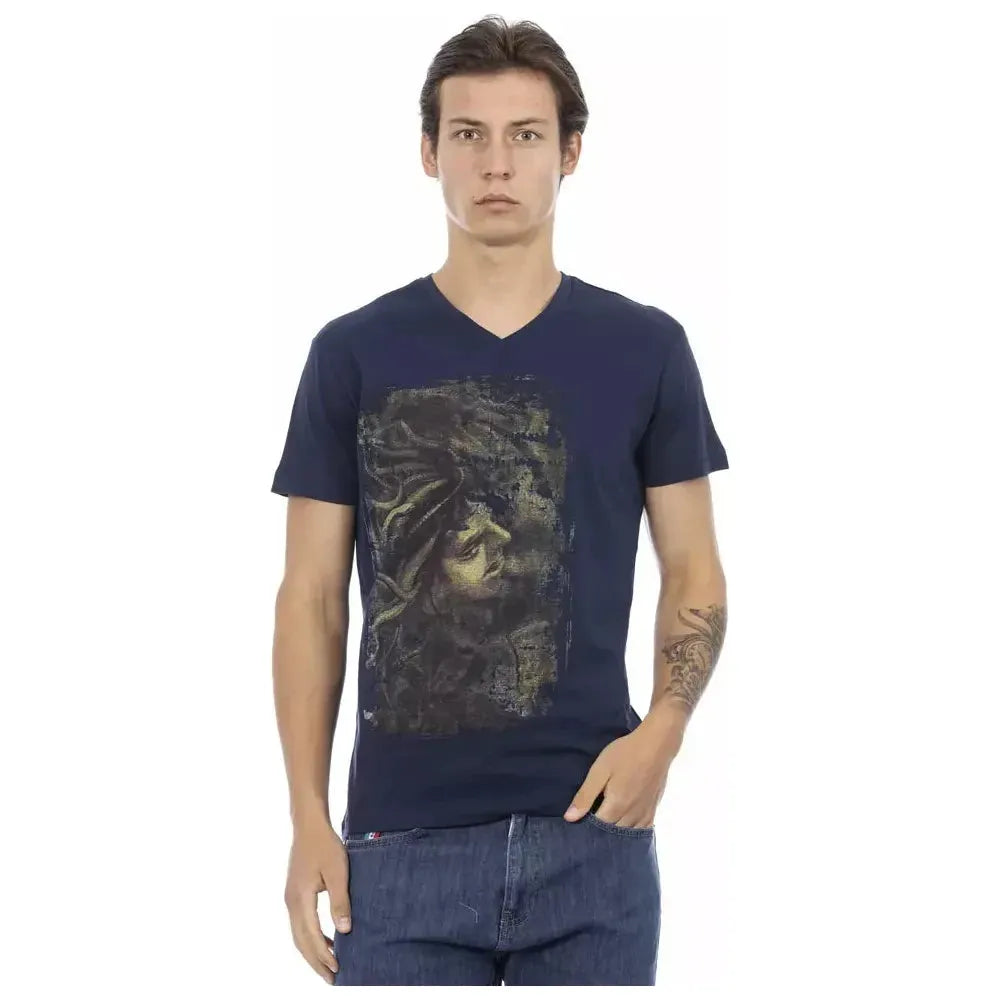 Trussardi Action Blue Cotton Men T-Shirt 1728,67345744032,Blue,Clothing,L,M,Men,Men - Clothing,New with tags,S,T-Shirts - Clothing,T-Shirts - Men - Clothing,T-Shirts - T-Shirts - Clothing,Trussardi Action,XL