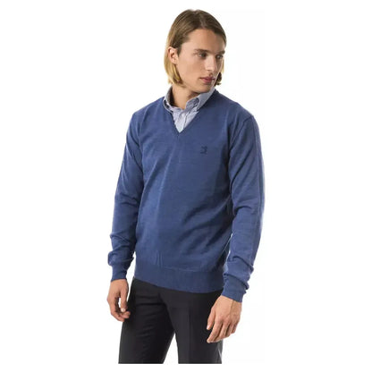 Uominitaliani Blue Merino Wool Men's Sweater 1728,67345744032,Blue,Clothing,Men,Men - Clothing,New with tags,S,Sweaters - Clothing,Sweaters - Men - Clothing,Sweatshirts - Sweaters - Clothing,Uominitaliani