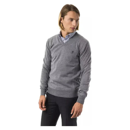 Uominitaliani Gray Merino Wool Men Sweater 1728,67345744032,Clothing,Gray,Men,Men - Clothing,New with tags,S,Sweaters - Clothing,Sweaters - Men - Clothing,Sweatshirts - Sweaters - Clothing,Uominitaliani,XL