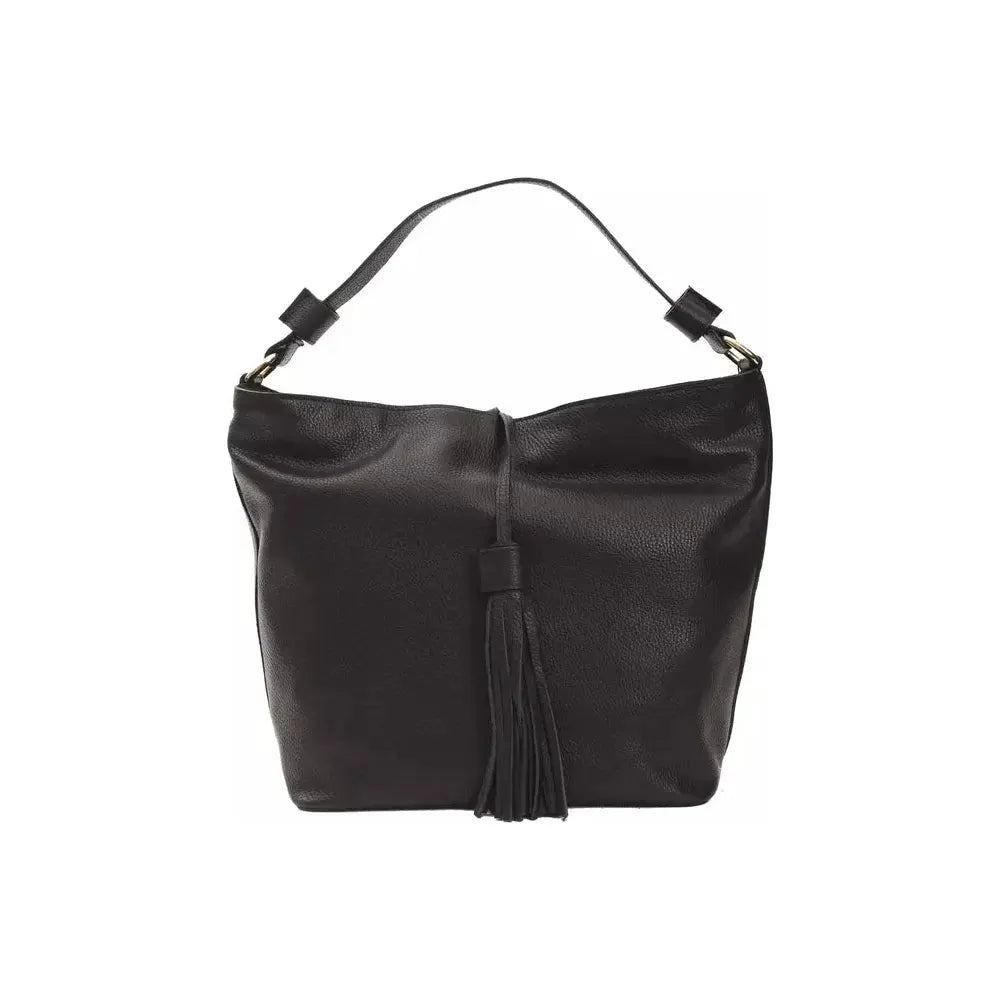 Pompei Donatella Black Leather Women Shoulder Bag Pompei Donatella