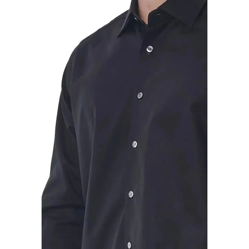 Bagutta Black Cotton Men Shirt Bagutta