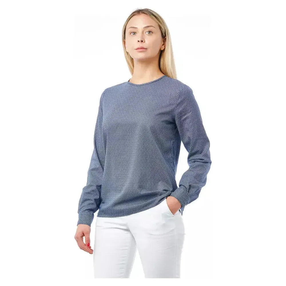 Bagutta "Blue Cotton Women Shirt with Geometric Pattern" WOMAN TOPS AND SHIRTS Bagutta