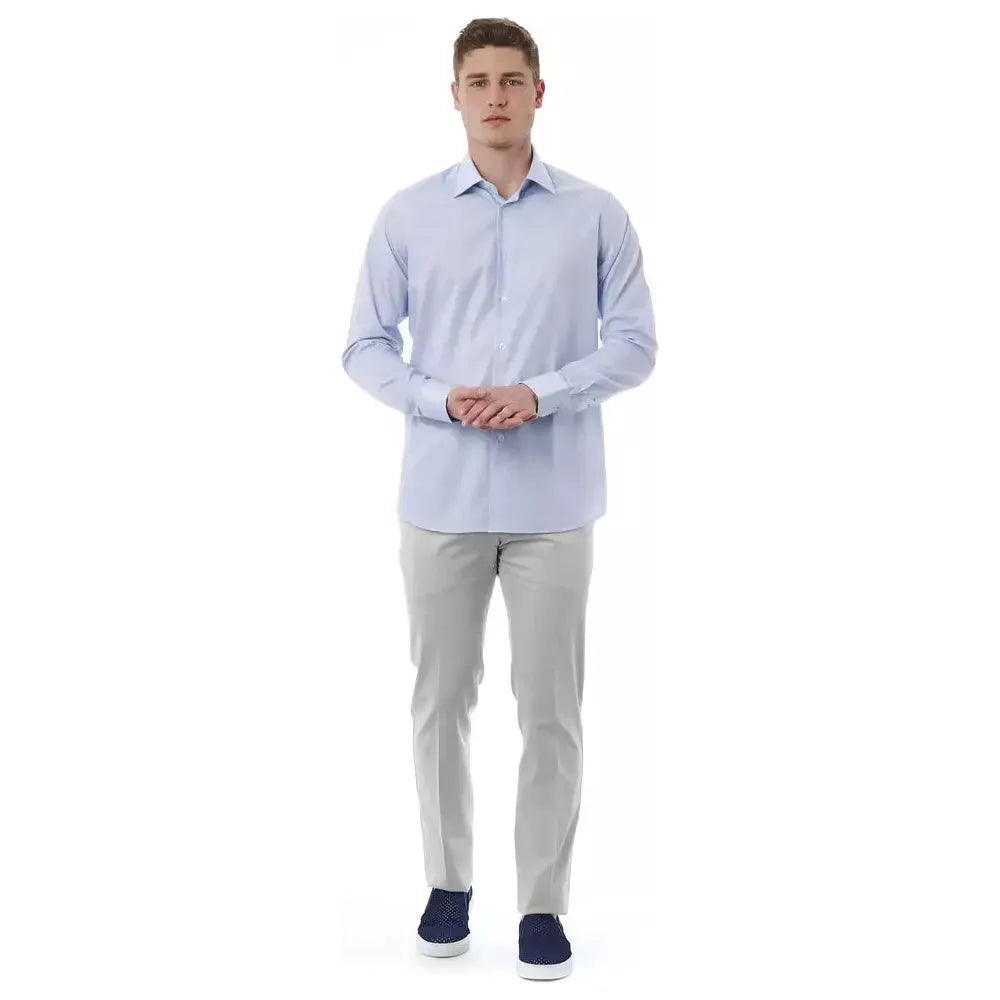 Bagutta Light Blue Cotton Men Shirt Bagutta