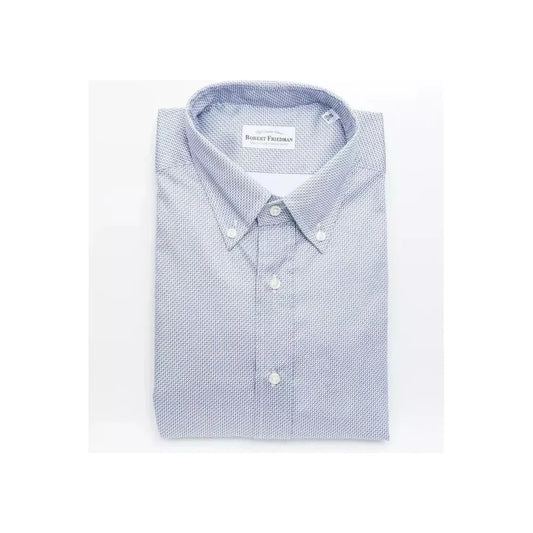 Robert Friedman Light Blue Cotton Men Shirt 1728,67345744032,Clothing,IT44 | XS,L,Light Blue,M,Men,Men - Clothing,New with tags,Pattern - Shirts - Clothing,Robert Friedman,Shirts - Clothing,Shirts - Men - Clothing,XL,XXL
