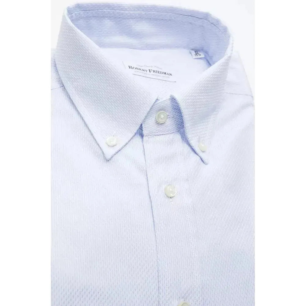 Robert Friedman Light Blue Cotton Men Shirt Robert Friedman