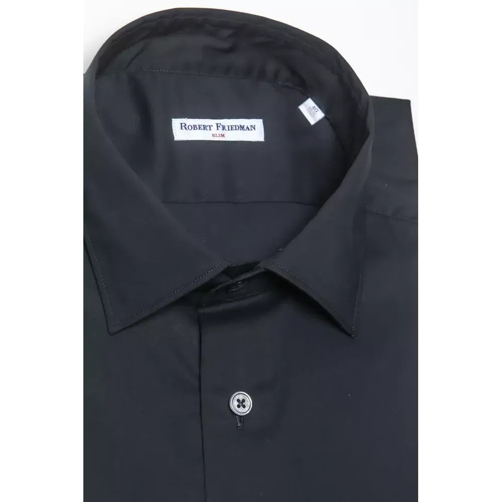 Robert Friedman Black Cotton Men Shirt