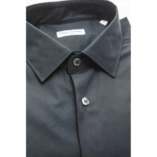 Robert Friedman Black Cotton Men Shirt Robert Friedman