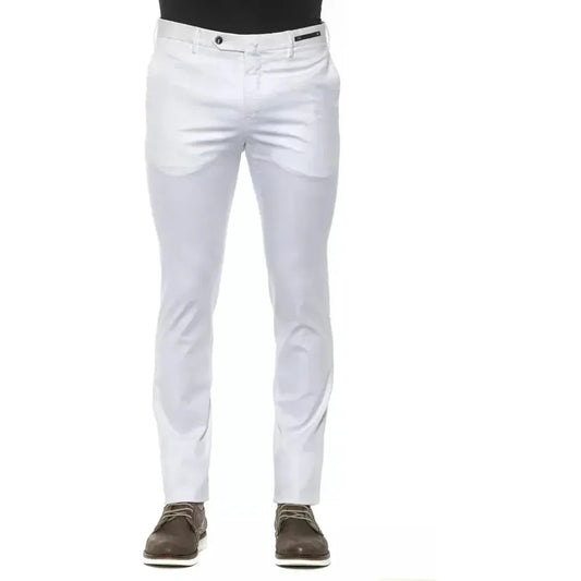 PT Torino White Cotton Men Slim Trouser 1728,67345744032,Casual Pants - Pants - Clothing,Clothing,IT54 | XXL,Jeans & Pants - Men - Clothing,Men,Men - Clothing,New with tags,Pants - Clothing,PT Torino,White