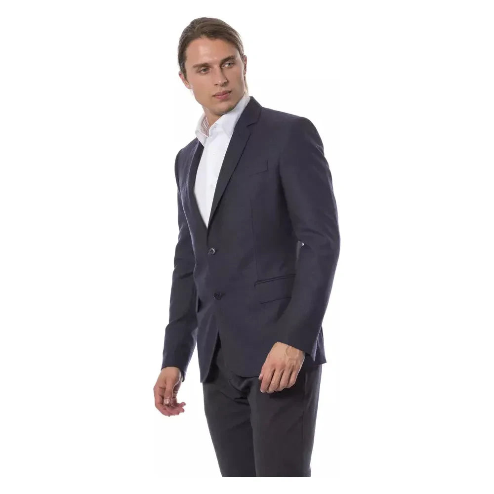 Verri Elegant Blue Wool Single-Breasted Blazer Verri