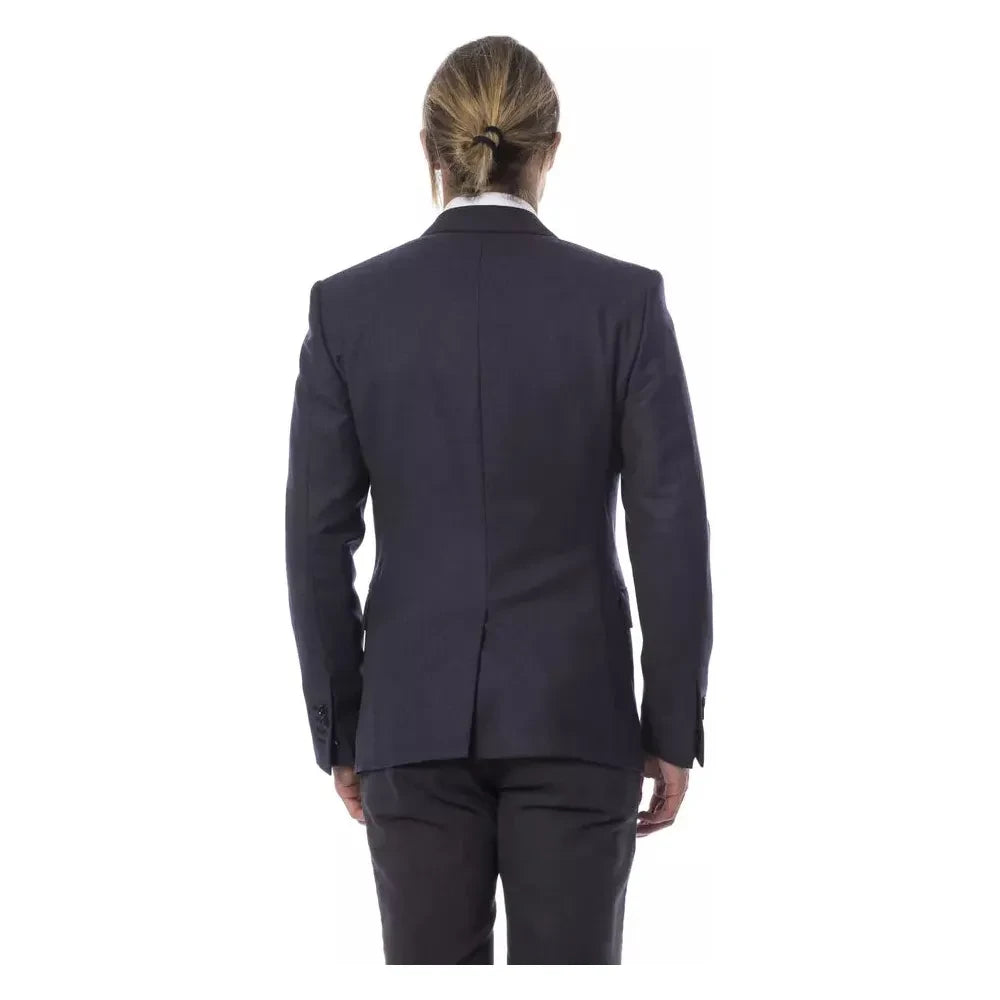 Verri Elegant Blue Wool Single-Breasted Blazer Verri