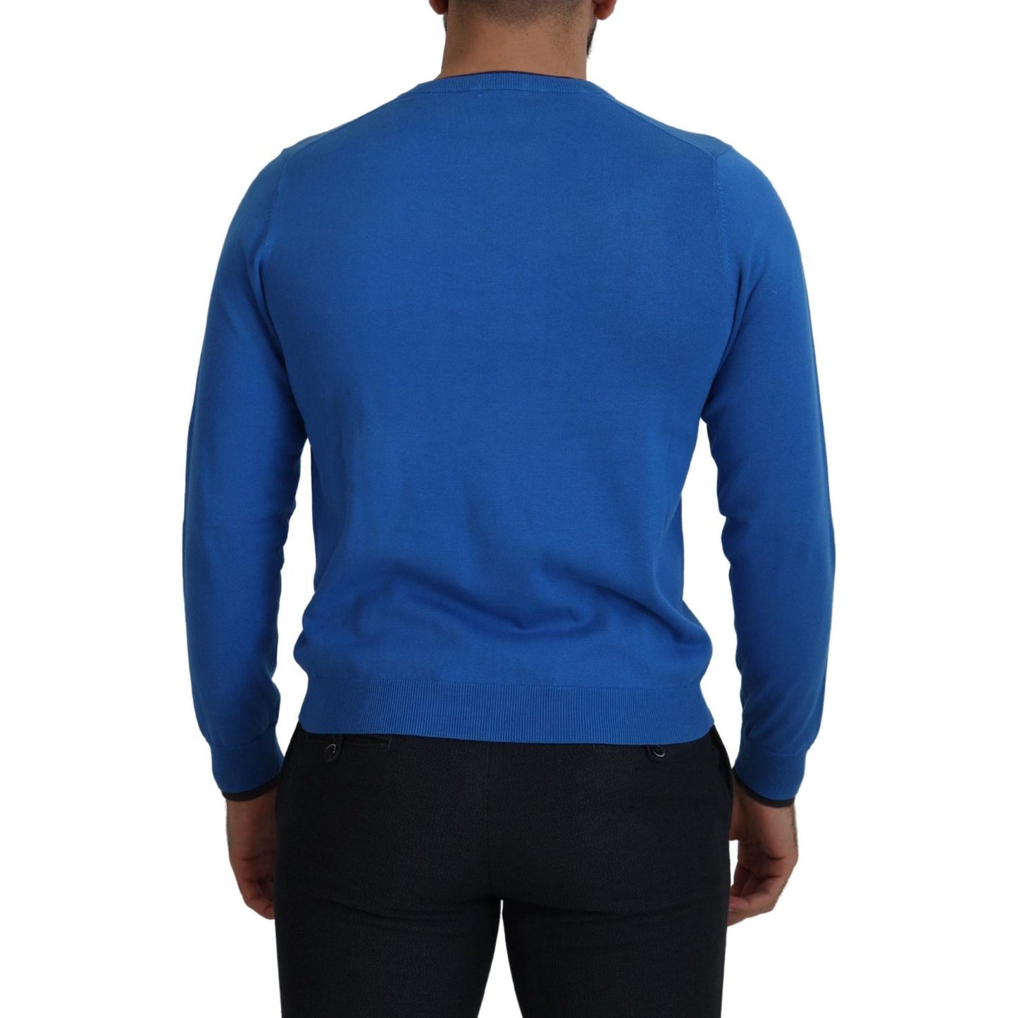 Sun68 Chic Blue Cotton Pullover Sweater Sun68