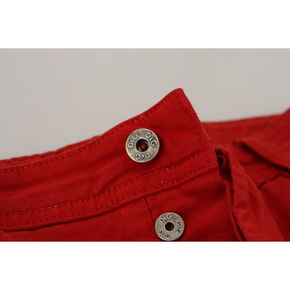 Dolce & Gabbana Red Cotton Straight Fit Men Denim Jeans