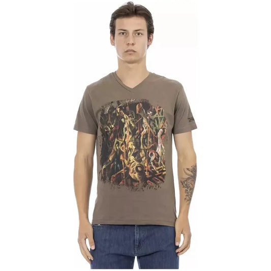 Trussardi Action Brown Cotton Men T-Shirt Trussardi Action