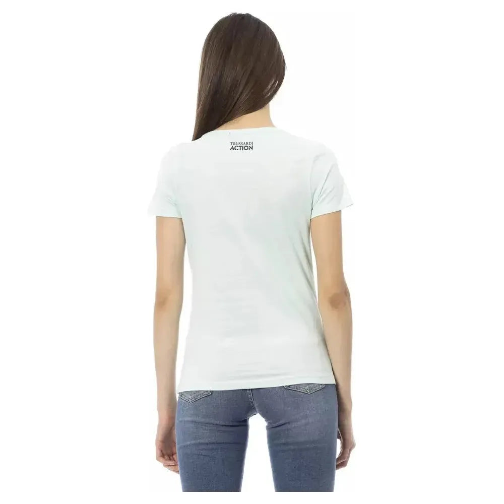 Trussardi Action Light Blue Cotton Women Top Trussardi Action